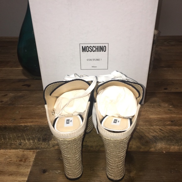 New Moschino Jute Heel Platform Sneaker Mules - Picture 7 of 8